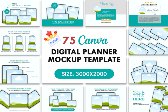 Download 75 Digital Planner Listing Canva Mockups - Digital planner Collection