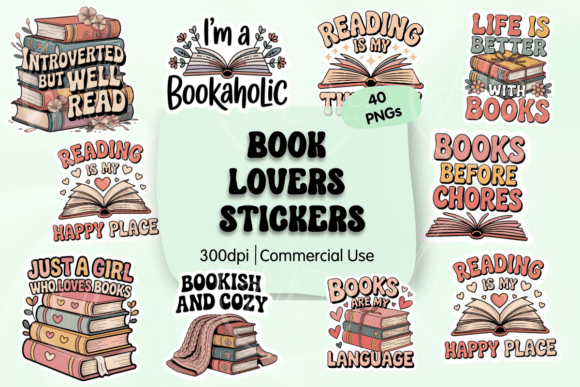 Download Book Lover Digital PNG Stickers - Digital Collection
