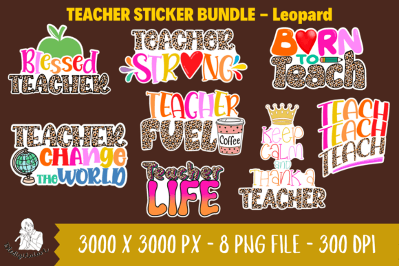Download Teacher Leopard Digital Sticker Bundle - Digital sticker bundle Collection