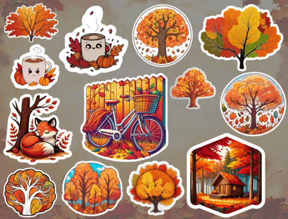 Download Autumn Stickers, Digital Stickers - Digital Collection