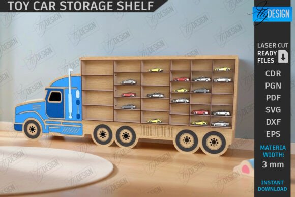 Download Toy Car Storage Shelf Laser Cut | CNC - Toy car Collection